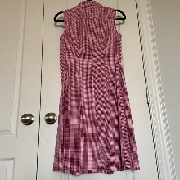 Women's Talbots Midi Sleeveless Pink White Gingham Shirt Dress Cotton Size 4P - Picture 6 of 7